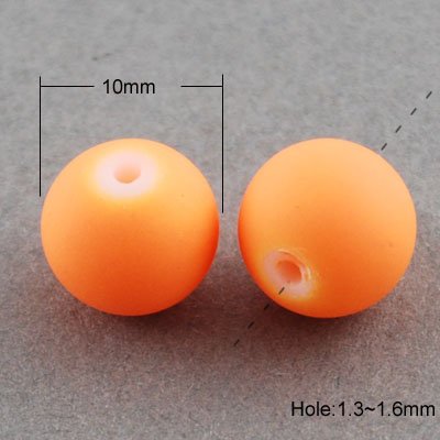 BD213 - 40 Beads - 10mm Orange Rubberized Glass Round Beads - 15.7" strand - Approx 40 beads per strand - Hole Size: 1.3mm