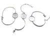 B105 - 2 pcs. 316 Stainless Steel Silver Tone Bezel Cabochon Bracelets - 25mm Glue Pad - with Extender Chain
