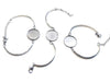 B085 - 2 pcs. 316 Stainless Steel Silver Tone Bezel Cabochon Bracelets - 20mm Glue Pad - with Extender Chain