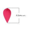 P1162 - 10 pcs. Pink Fuchsia Faux Leather Dangle Charms Pendants - Pinch Leaf - Silver Tone Jump Ring - 63mm (2.5") - Great for Earrings or Dangles!