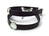 B078 - 2 pcs. Dark Brown REAL Leather Bracelets with 12mm Glue Pad Bezel Trays and Extender Chains - Adjustable from 7" to 9"