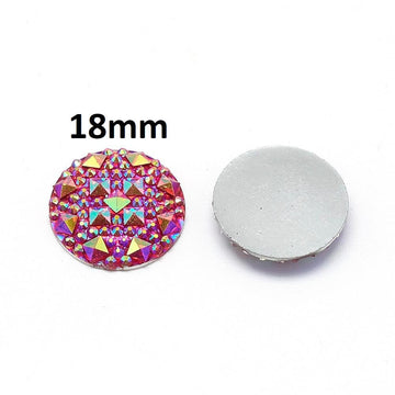CA862 - 10 pcs Druzy Resin Embellishment Cabochons Pink Red Fuchsia Multicolor Iridescent AB - 18mm - Shimmer Style