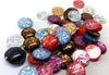 CA575 - 10 pcs Druzy Resin Embellishment Cabochons - 12mm - Glitter Style - Assortment - Solid - 2.5mm Thick