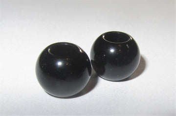 BD233 - 75 pcs Black Acrylic Round Gumball Bubble Gum Beads - 11mm x 9mm - Hole Size: 5.7mm - Fits European Cords and Paracord!