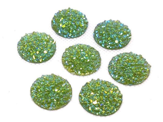 CA870 - 10 pcs Druzy Resin Embellishment Cabochons Green Multicolor - 18mm - Dome Style