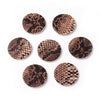 P2020 - 10 pcs. Snake Skin Animal Faux Leather Dangle Charms Pendants - Black and Brown - Circle - 24mm (0.95") - Double Sided