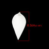 P034 - 10 pcs White Faux Leather Dangle Charms Pendants - Pinch Leaf - Silver Tone Jump Ring - 63mm (2.5") - Great for Earrings or Dangles!