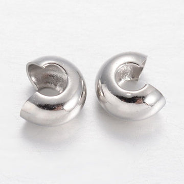CR030 - 100 pcs Silver Tone Platinum Crimp Beads Smooth Ball Spacer Bead Covers - 4mm