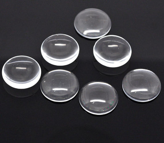 CA997 - 10 pcs. Circle Clear Round Glass Dome Seals Tiles - 22mm