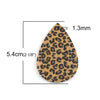 P1189 - 10 pcs. Leopard Faux Leather Dangle Charms Pendants - Teardrop - Black and Yellow - 54mm (2.13") - Double Sided