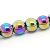 BD339 - 52 pcs. - 8mm Rainbow, Blue, Pink, Golden and Purple Hematite Round Beads - 15 inch strand - Hole Size: 1.6mm