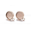 E407 - 10 pcs. 304 Stainless Steel Rose Gold Earring Posts Studs Settings Bezels Cabochons Tacks with Loop - 8mm Glue Pad Setting - Parallel Loop
