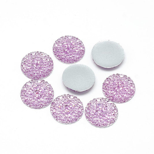 CA432 - 10 pcs Druzy Resin Embellishment Cabochons Pink Mauve - 20mm - Shimmer Style