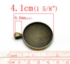 P667 - 5pcs. Antique Bronze Circle Round Bezel Cabochon Pendant Tags Trays - 30mm Glue Pad