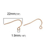 E728 - 10 pcs 316 Stainless Steel Rose Gold Earring Hooks - 22mm x 13mm - Hole Size: 1.9mm - Parallel Loop