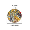 P2047 - 10 pcs. Gold Plated Multicolor Enamel Circle Metal Dangle Charms Pendants - Patchy Flower - 20mm - 0.8" - Great for Earrings or Dangles!