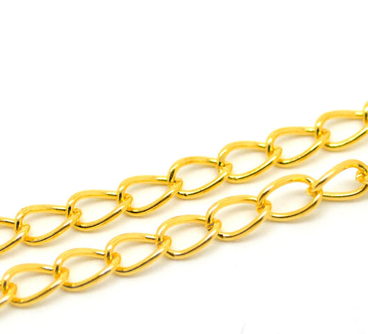 N105 - 2M (6.56 Ft) - Gold Plated Link-Opened Chain - 8x5mm