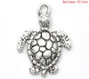 P1101 - 10 pcs. Antique Silver Turtle Tortoise Charms Pendants - 22x16mm