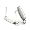 E515 - 10 pcs. (5 pairs) 304 Stainless Steel Oval Earring Posts / Bases/ Studs / Settings with Backs - 16mm x 4.5mm - Silver - with Loop