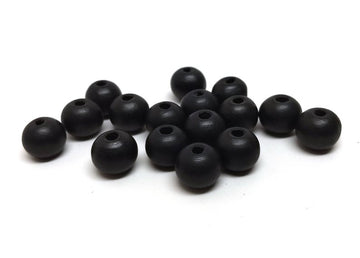 BD711 - Black Wooden Wood Round Spacer Beads - 10x9mm - Hole Size: 3mm - Style B - Matte - 10mm x 9mm