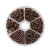 J302 - Assortment Box of Antique Bronze Split Jump Rings 4mm, 5mm, 6mm, 7mm, 8mm, 10mm - 1mm-1.3mm Thick - Plastic Storage Box Included
