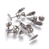 E479 - 10 pcs. (5 pairs) 304 Stainless Steel Teardrop Earring Posts/Bases/Studs/Settings with Backs - 10mm x 6mm - Hole for Dangles - Silver Tone