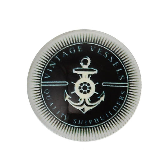 CA1000 - 10 pcs Circle Compass Anchor Glass Round Dome Seals Tiles Cabochons - 20mm (0.79 in) - About 3/4 inch
