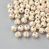 BD180 - 88 pcs Ivory Cream Acrylic Round Spacer Beads - 10mm (0.39") - Gold Plated Cross Design - Hole Size: 2mm