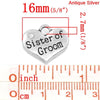 P063 - 4 pcs. Antique Silver "Sister of Groom" charm with rhinestone - 16mm X 14mm