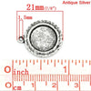 P463 - 10pcs. Antique Silver Circle Round Bezel Cabochon Pendant Tags Trays - 12mm Glue Pad Settings - Carved Design