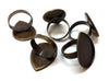 RB033 - 10 pcs. Antique Bronze ADJUSTABLE Cabochon Setting Bezel RING bases settings - Ring Size 8 US - Glue Pad - 25mm x 18mm - Teardrop - 25x18mm