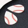 P215 - 10 pcs. White and Red Baseball Ball Faux Leather Dangle Charms Pendants - Teardrop - Sports - 57mm (2.25") - Double-Sided