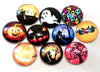 CA935 - 10 pcs Circle Halloween Jack O Lantern Glass Round Dome Seals Tiles Cabochons - 12mm - Set 2