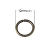 J111 - THICK - 100 pcs. Antique Bronze Open Jump Rings - 12mm - 15 Gauge (1.5mm Thick) - HIGH QUALITY