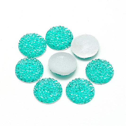 CA121B - 100 pcs Druzy Resin Embellishment Cabochons Blue Ice Mint - 10mm - Shimmer Style