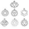 P407 - 7 pcs Silver Tone Chakra Charms Pendants - 31mm x 27mm(1 1/4" x 1 1/8") - 29mm x 23mm(1 1/8" x 7/8") - Assortment