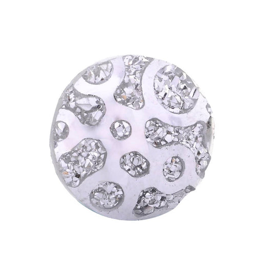 CA141 - 10 pcs Resin Embellishment Druzy Cabochons Silver Swirl Multicolor - 12mm (1/2 in)