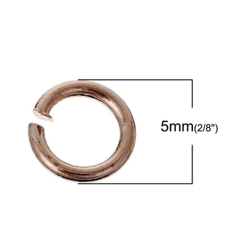 J042 - 300 pcs Rose Gold Plated Open Jump Rings 5mm - 20 Gauge - High Quality