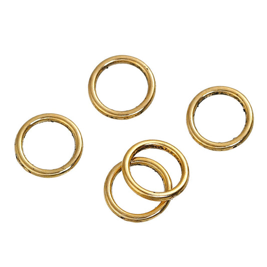 J243 - 200 pcs Gold Plated Soldered Closed Jump Rings - 9.5mm - 16 Gauge - 1.3mm Thick