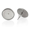 E198A - 10 pcs. 304 Stainless Steel Earring Posts Studs Settings Bezels Cabochons Tacks – 12mm Glue Pad Setting – Silver Tone