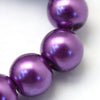 BD199 - 12mm Dark Purple Glass Pearl Imitation Round Beads - 16 1/4 inch strand (Approx. 34 Beads) - Hole Size: 1.5mm