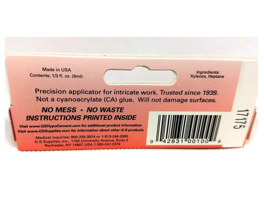 T061 - G-S Hypo Cement - 1/3 fl. oz (9 ml) - Made in USA - Jewelry Glue