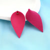 P1162 - 10 pcs. Pink Fuchsia Faux Leather Dangle Charms Pendants - Pinch Leaf - Silver Tone Jump Ring - 63mm (2.5") - Great for Earrings or Dangles!