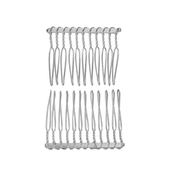 H059 - 10 pcs. - Silver Plated Comb Hair Clips - 58mm x 37mm (2.3" x 1.46") - 11 Teeth - Great Quality!