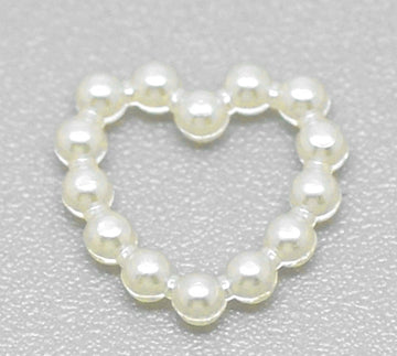 U023 - 500 pcs – 11mm x 11mm – Acrylic IVORY Pearl Love Heart Embellishments – Wedding Decoration, Hair Accessories, Purse Decor