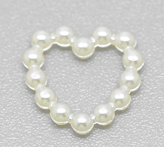 U023 - 500 pcs – 11mm x 11mm – Acrylic IVORY Pearl Love Heart Embellishments – Wedding Decoration, Hair Accessories, Purse Decor