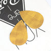 P2076 - 10 pcs. Yellow and Brown Stripe Faux Leather Dangle Charms Pendants - Teardrop - 56mm (2.2") - Great for Earrings! Double Sided