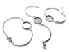 B085 - 2 pcs. 316 Stainless Steel Silver Tone Bezel Cabochon Bracelets - 20mm Glue Pad - with Extender Chain