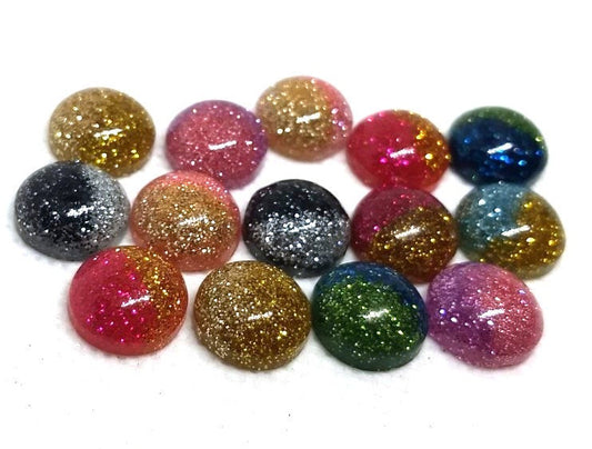 CA693 - 10 pcs Druzy Resin Embellishment Cabochons - 12mm - Glitter Style - Assortment - Bi-Color