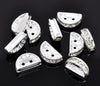 BD786 - 10 pcs Silver Plated Clear Rhinestone Half Rondelle Spacer Beads - 12mm x 7mm - Hole Size: 1.8mm - Made of Copper! High Quality!